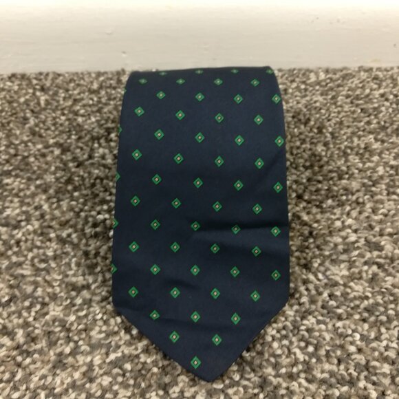 Vintage Brooks Brothers Makers Neck Tie Silk Geometric Navy Blue USA Made 55L